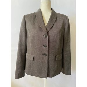 SUIT STUDIO women’s Blazer Jacket Brown Three Button Front Size 14 Petite